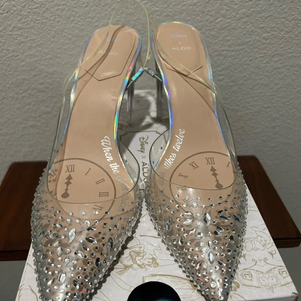 Aldo x Disney Strike Twelve Crystal Embellished Slingback Glass Slipper Heels